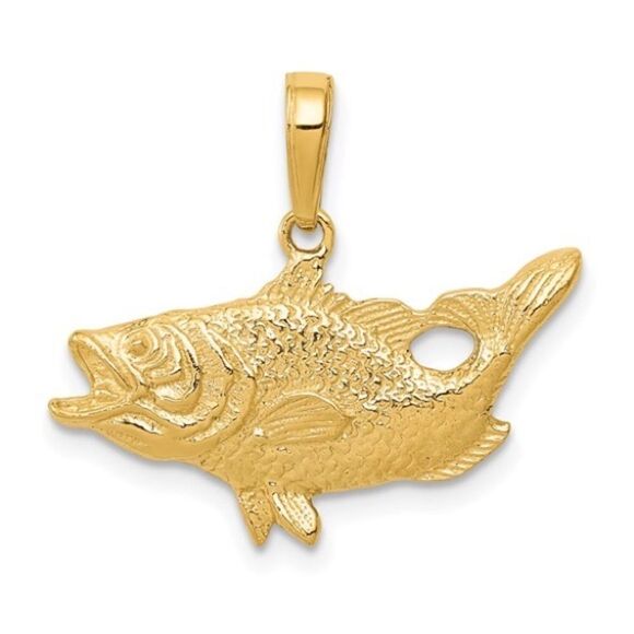 14k Open Mouthed Bass Fish Pendant